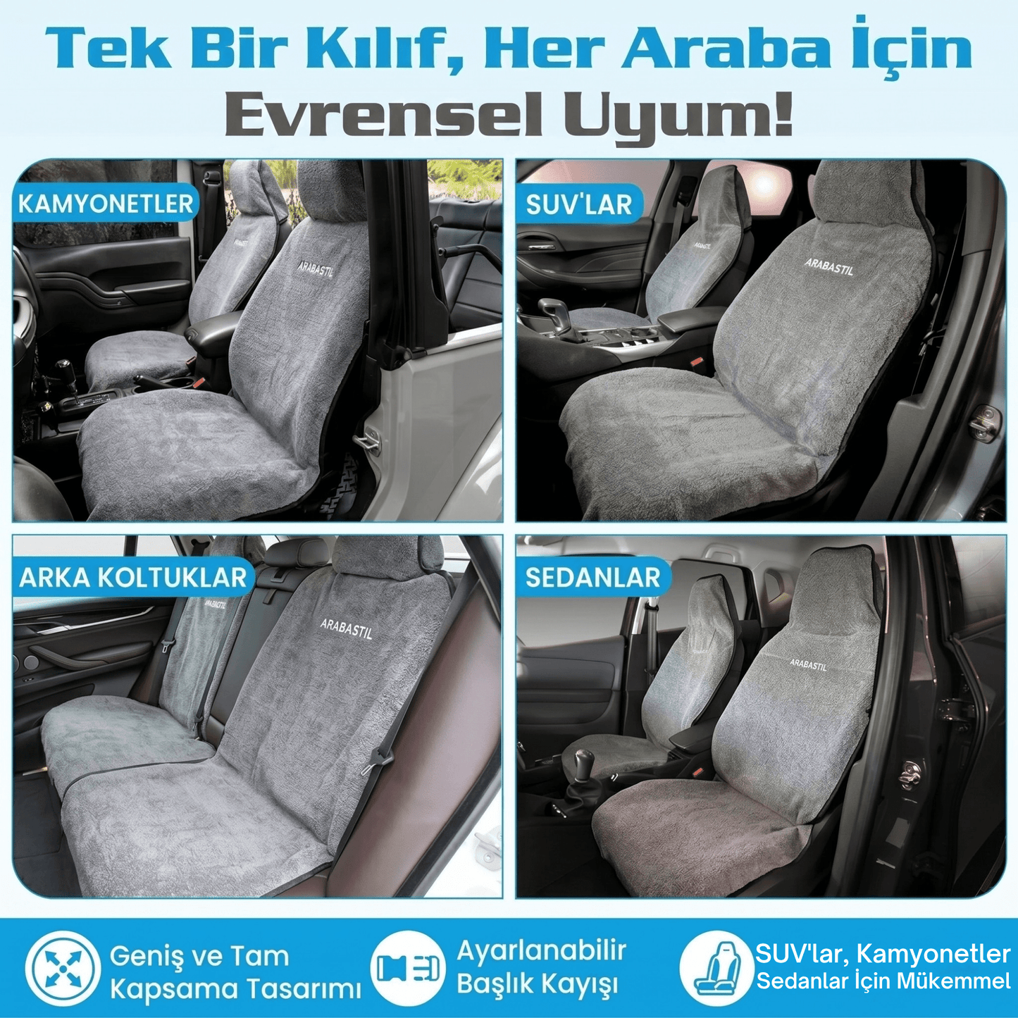 Arabastil™ Dry - Touch Araç Koltuk Kılıfı - Arabastil.com