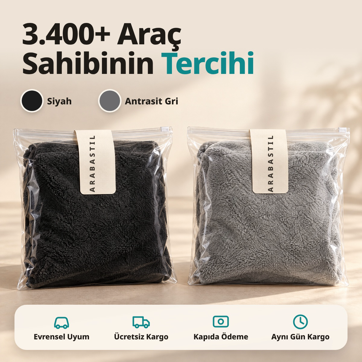 Arabastil™ Dry-Touch Premium Araç Koltuk Koruyucu Kılıf (%99 Su geçirmez+Evrensel Uyumlu)
