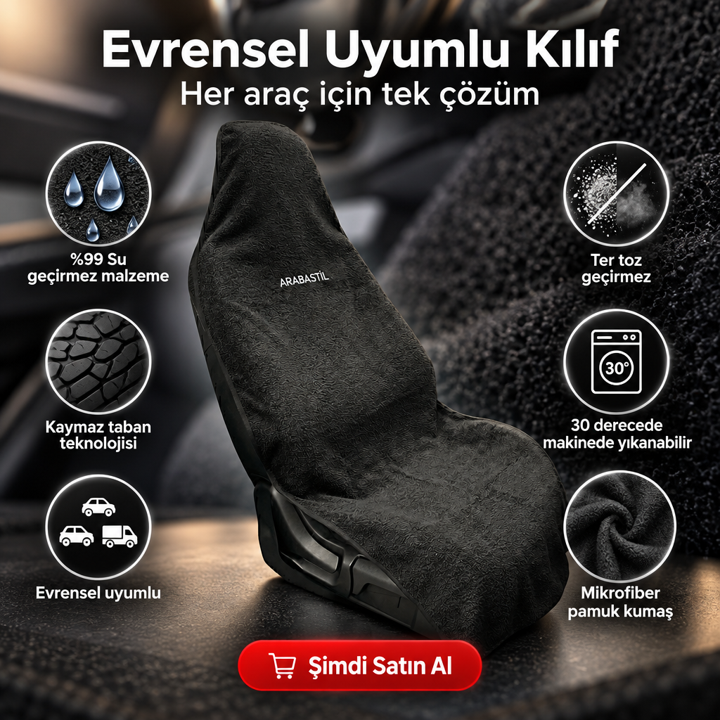 Arabastil™ Dry-Touch Premium Araç Koltuk Koruyucu Kılıf (%99 Su geçirmez+Evrensel Uyumlu)