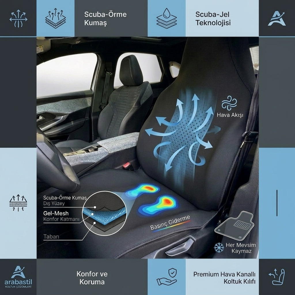 Arabastil Dry-Air Terletmez Kumaş Koltuk Kılıfı (Perfect Fit)