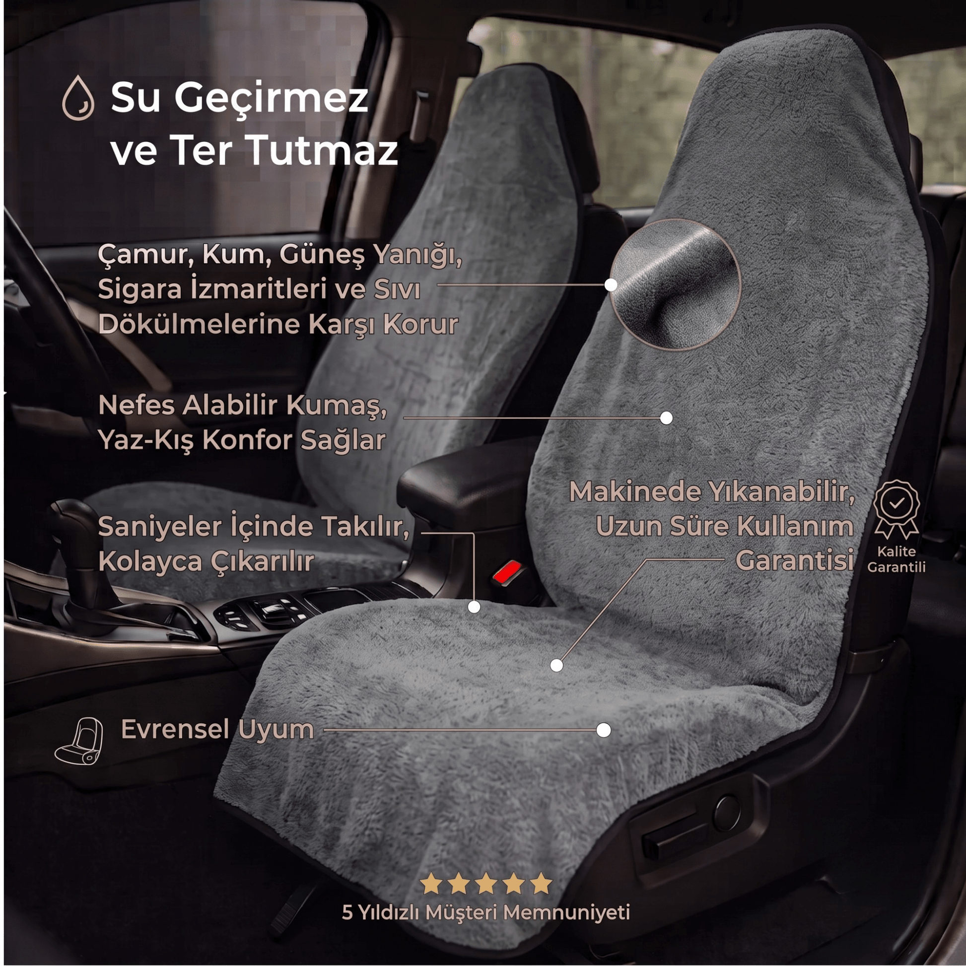Arabastil™ Dry-Touch Premium Araç Koltuk Koruyucu Kılıf (%99 Su geçirmez+Evrensel Uyumlu) - Arabastil.com