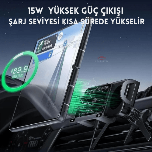 Arabastil OneTouch 15W Kablosuz Şarjlı Araç Telefon Tutucu - Arabastil.com