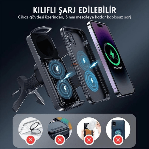 Arabastil OneTouch 15W Kablosuz Şarjlı Araç Telefon Tutucu - Arabastil.com